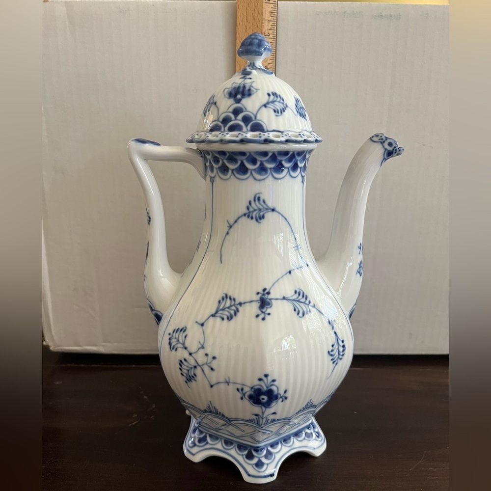 Royal Copenhagen Fluted Full Lace Coffee Pot with Lid